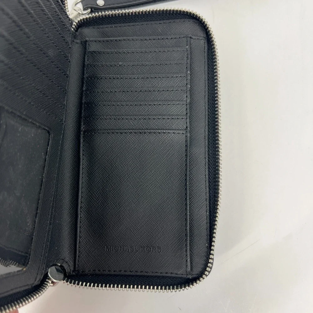 Michael Kors Jet Set Travel M Zip Phone Wallet Saffiano Leather Black 35S0STVL2L - Picture 8 of 9